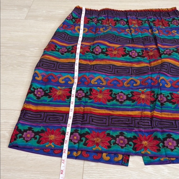 Lady Carol Vintage Blue Purple Red Button Down Shirt Skirt Set - Picture 9 of 10